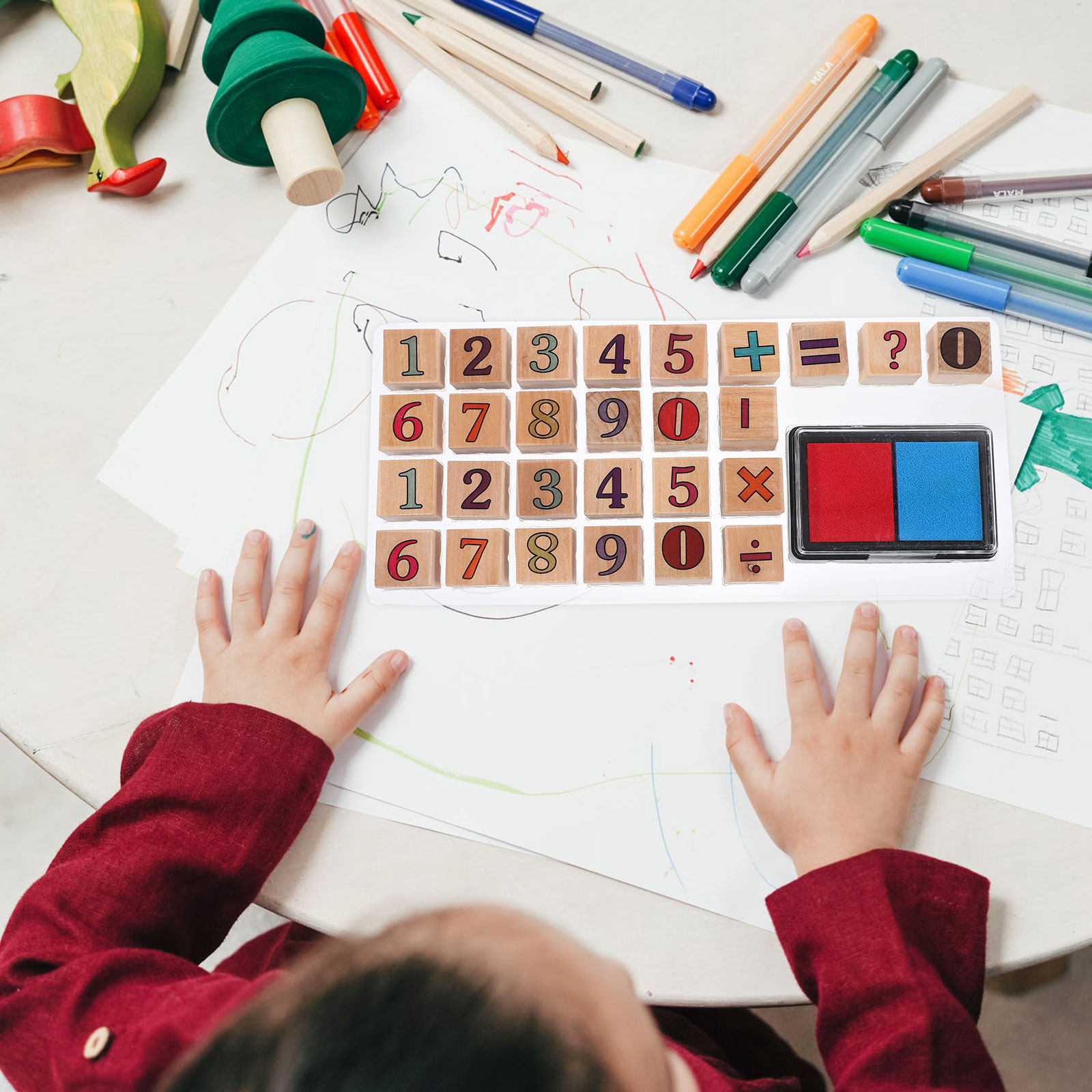 1Set Wooden Number Stampers Cr - Kids Education Number 评论和价格