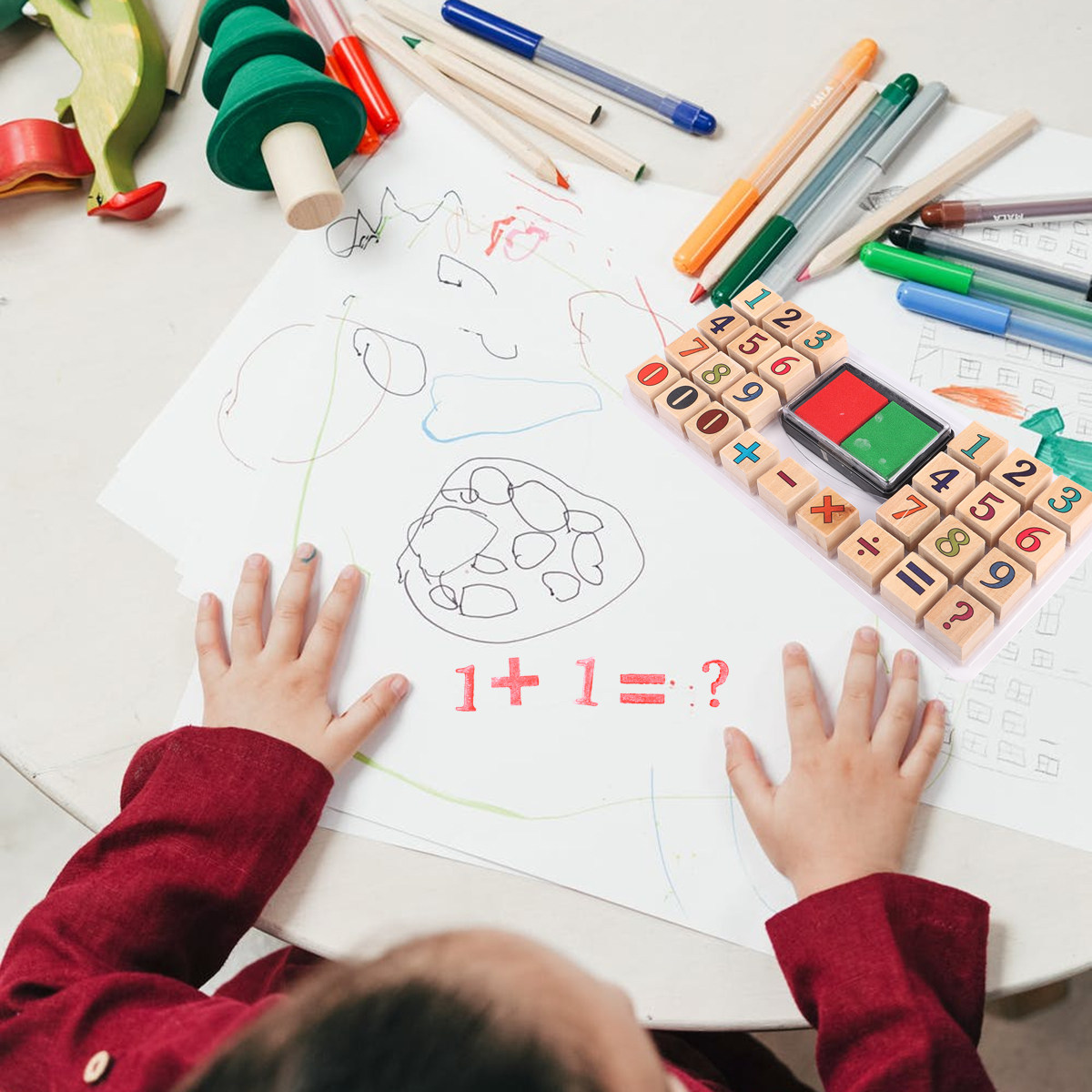 1Set Wooden Number Stampers Cr - Kids Education Number 评论和价格