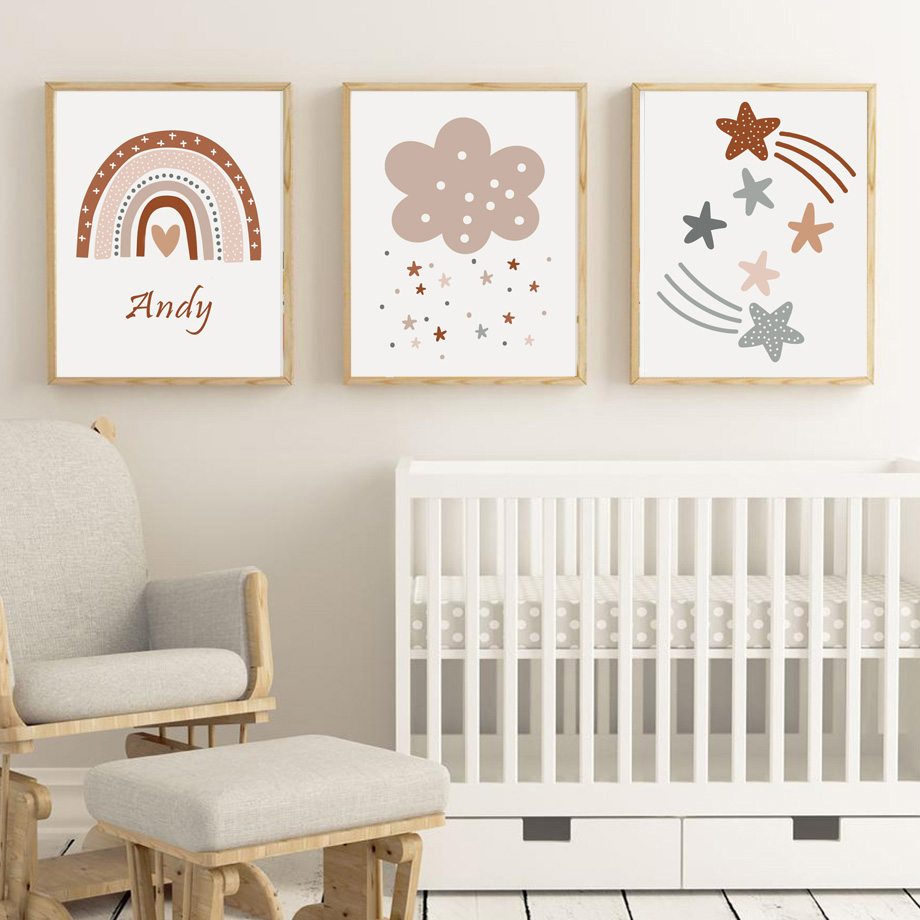 Boho Nursery Poster Canvas Pri - Kids Education Name 评论和价格